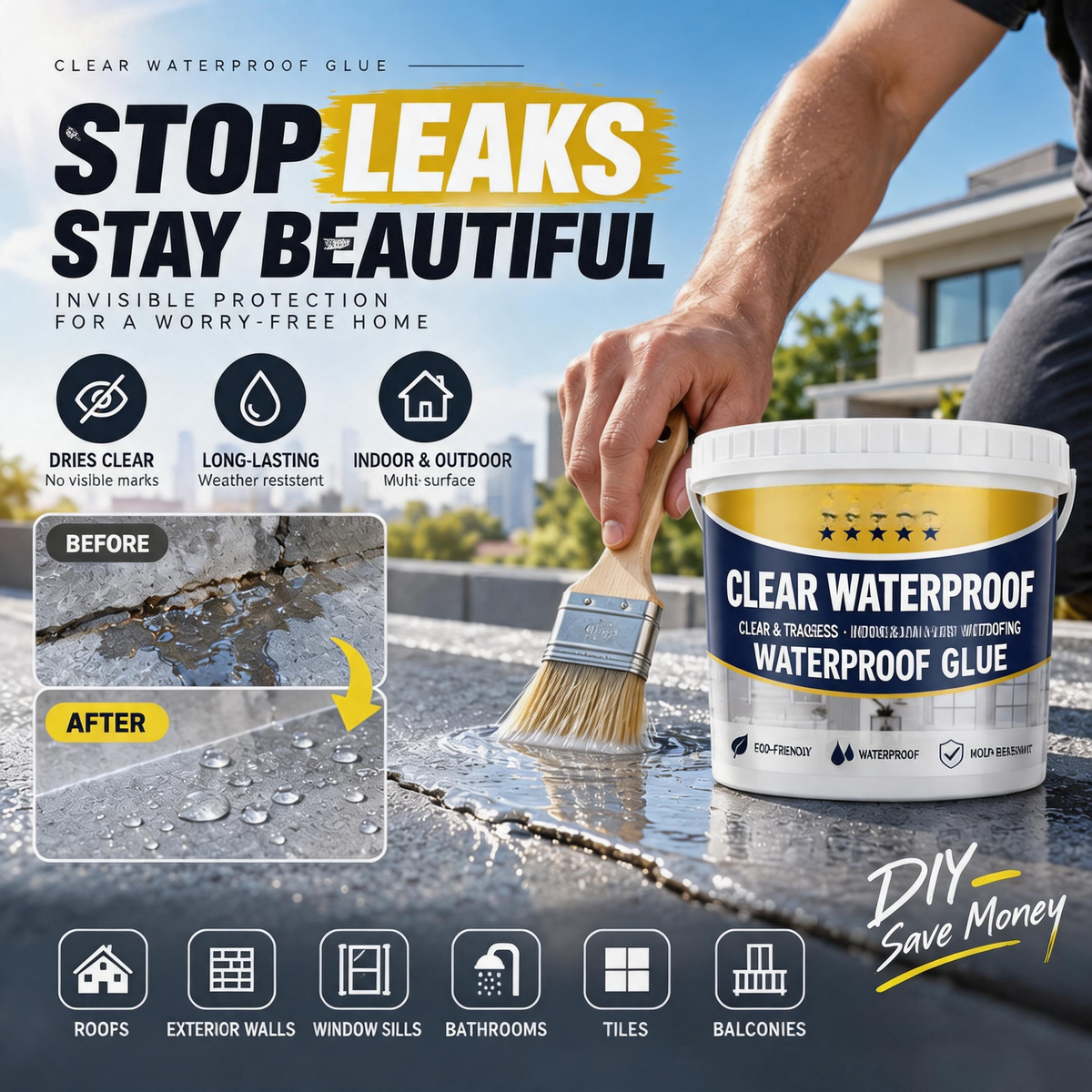 Transparent Waterproof Repair Sealant with Brush – product image