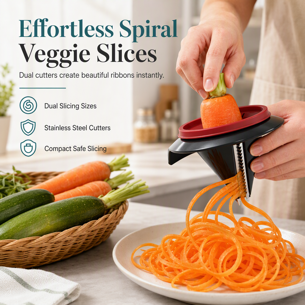 Handheld Spiral Vegetable Slicer and Grater