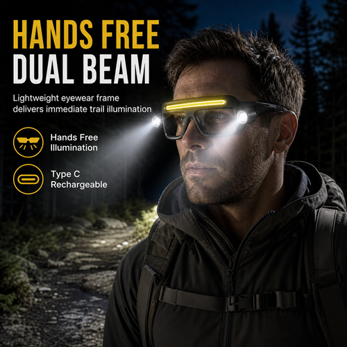 💡Rechargeable LED Headlamp Glasses – Hand-Wave Sensor🔧