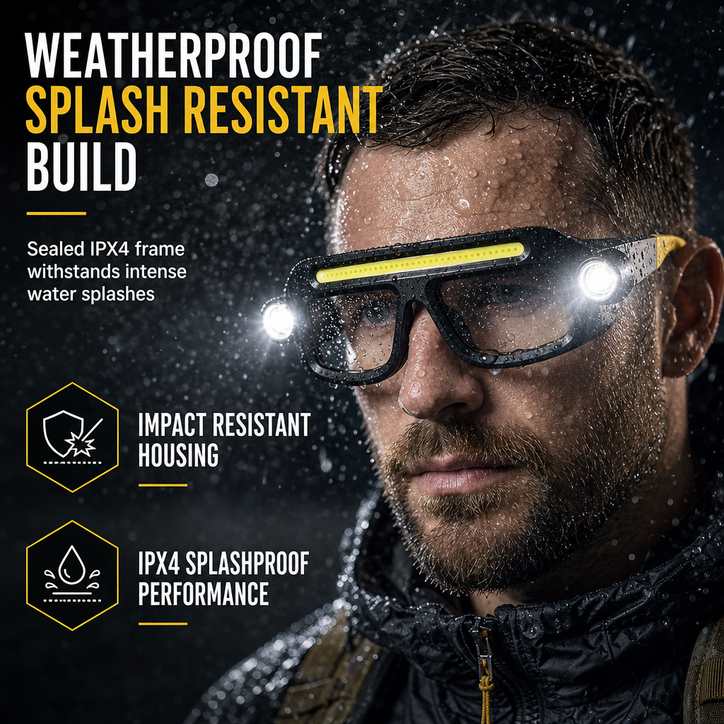 💡Rechargeable LED Headlamp Glasses – Hand-Wave Sensor🔧
