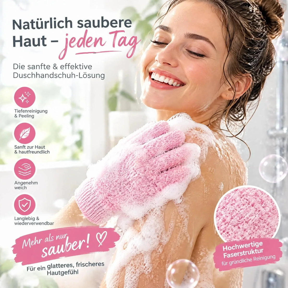 Five-Finger Exfoliating Glove for Bath and Shower