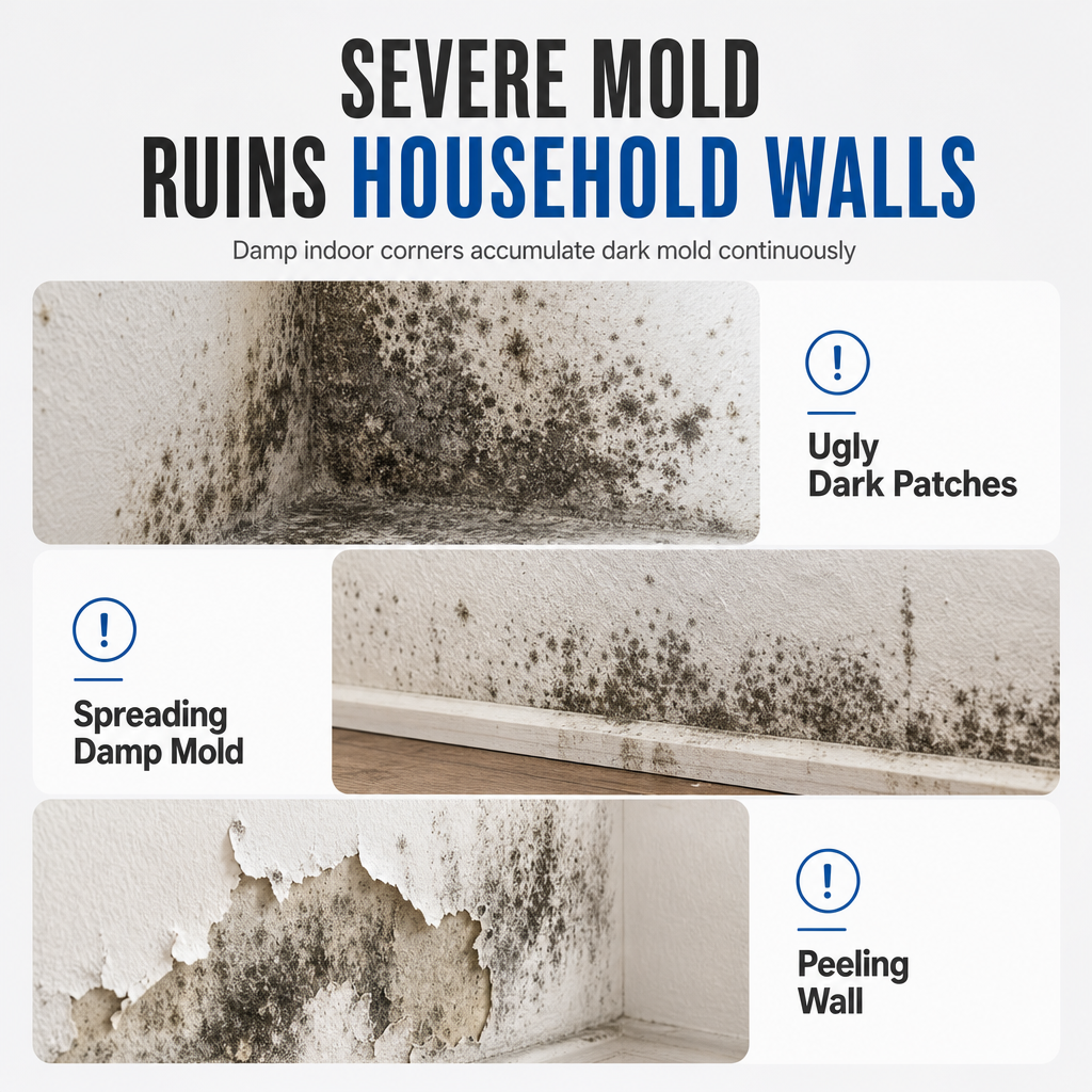 🧴50% OFF NOW! Fast-Acting Wall Mold Remover Spray, Deep Penetrating Mildew Cleaner, Quick Restoration Mold Removal Spray for Home Walls & Bathroom