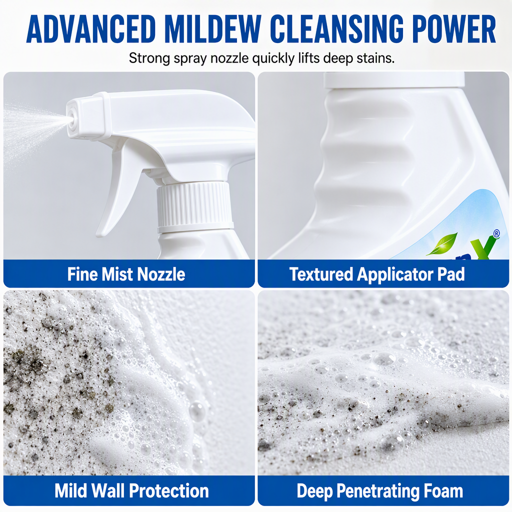 🧴50% OFF NOW! Fast-Acting Wall Mold Remover Spray, Deep Penetrating Mildew Cleaner, Quick Restoration Mold Removal Spray for Home Walls & Bathroom