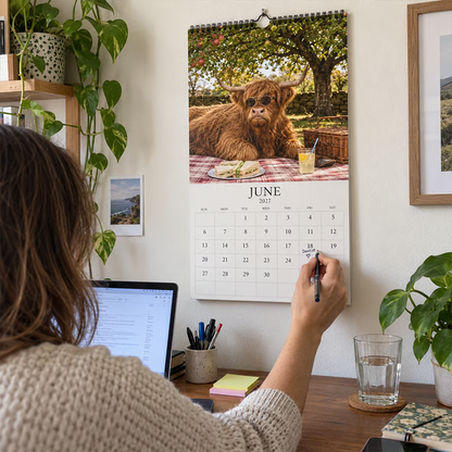 🔥🎉2027 Grumpy Highland Cows A4 Wall Calendar