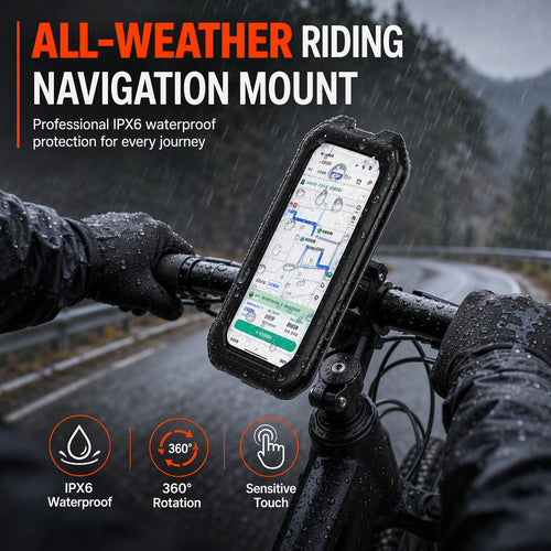 🚲 LIMITED-TIME 50% OFF! ⚡ Waterproof Bike & Motorcycle Phone Holder – IPX6, Touchable, 360° Rotation ✨