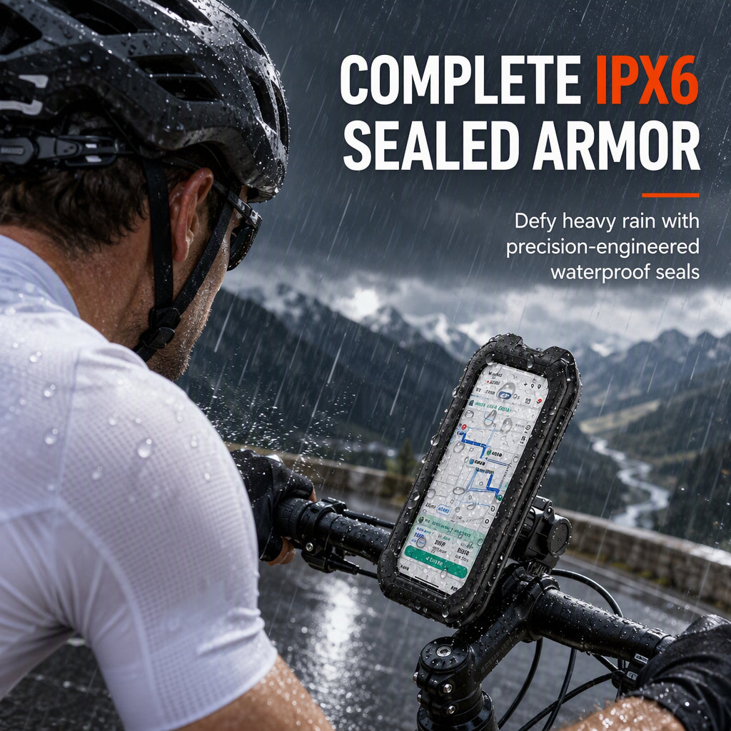🚲 LIMITED-TIME 50% OFF! ⚡ Waterproof Bike & Motorcycle Phone Holder – IPX6, Touchable, 360° Rotation ✨