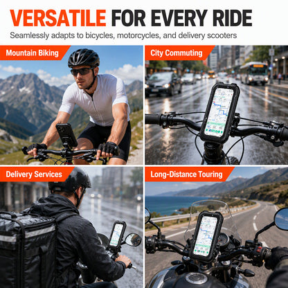 🚲 LIMITED-TIME 50% OFF! ⚡ Waterproof Bike & Motorcycle Phone Holder – IPX6, Touchable, 360° Rotation ✨