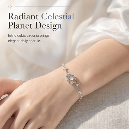 925 Sterling Silver Planet and Star for Women Elegant Niche Design Jewelry Gift for Best Friends