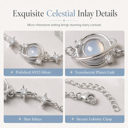 925 Sterling Silver Planet and Star for Women Elegant Niche Design Jewelry Gift for Best Friends
