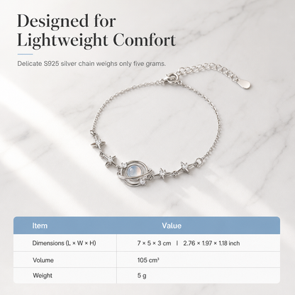 925 Sterling Silver Planet and Star for Women Elegant Niche Design Jewelry Gift for Best Friends