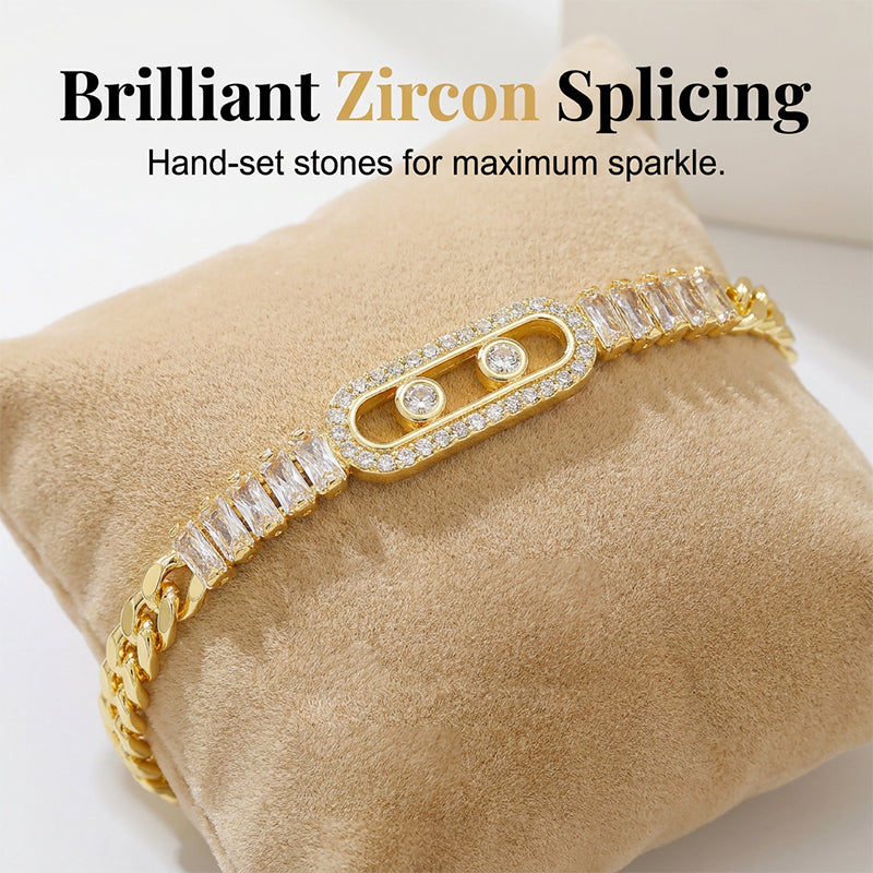 ✨ Gold-Tone Cubic Zirconia Chain Bracelet