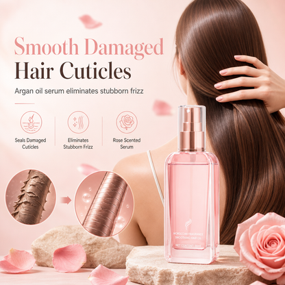 🌸50% OFF NOW! Moroccan Fragrance Hair Oil Spray – Rose Scented Argan Oil Hair Serum, Smoothing Hair Oil to Repair Damaged Cuticles & Eliminate Frizz