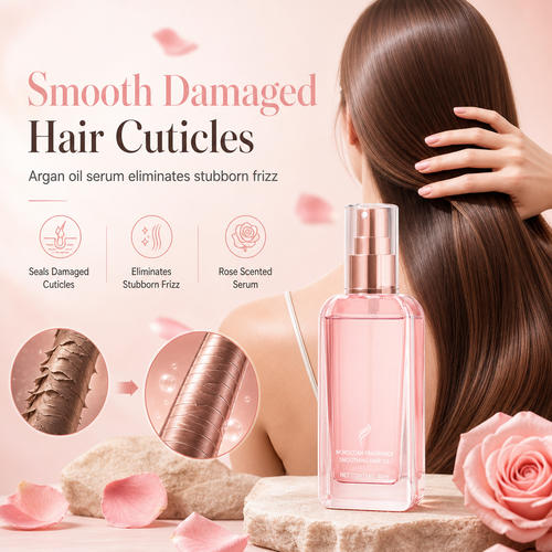 🌸50% OFF NOW! Moroccan Fragrance Hair Oil Spray – Rose Scented Argan Oil Hair Serum, Smoothing Hair Oil to Repair Damaged Cuticles & Eliminate Frizz