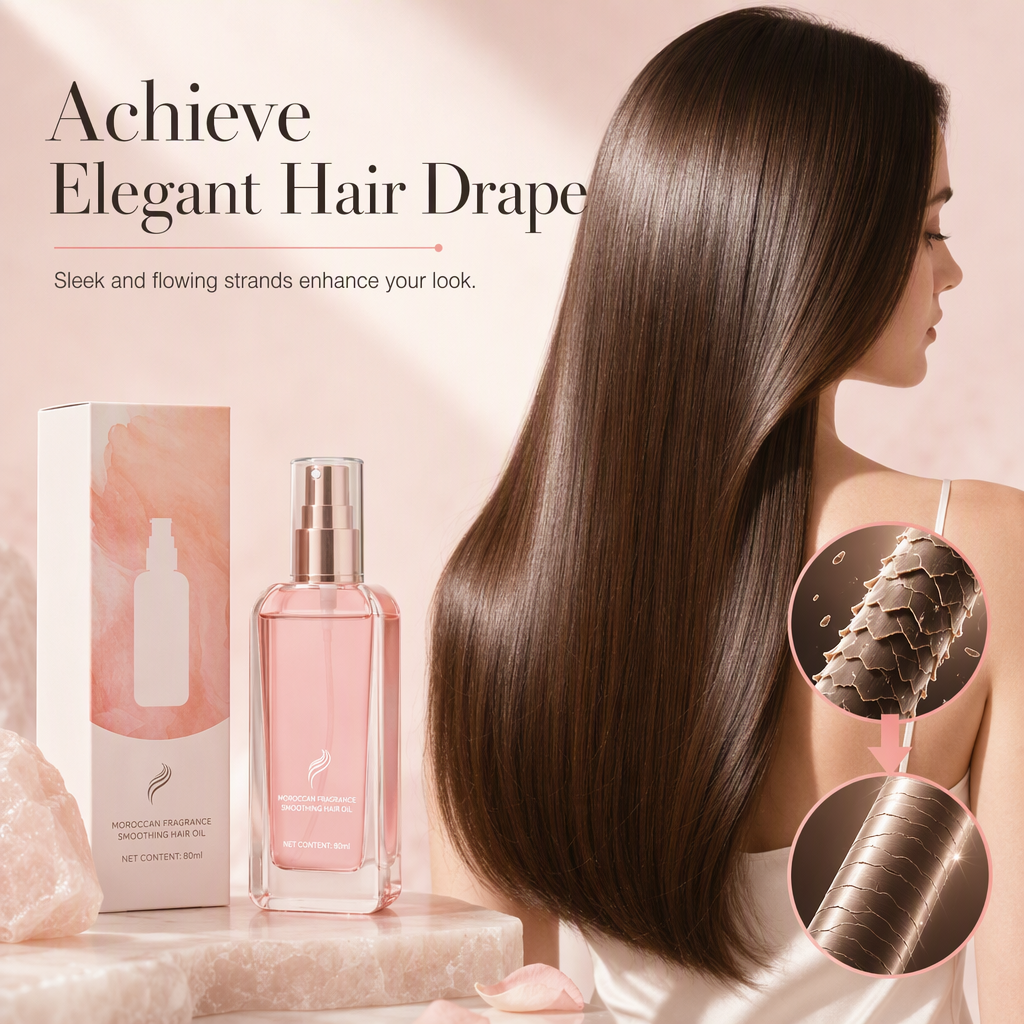🌸50% OFF NOW! Moroccan Fragrance Hair Oil Spray – Rose Scented Argan Oil Hair Serum, Smoothing Hair Oil to Repair Damaged Cuticles & Eliminate Frizz