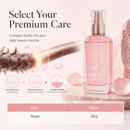 🌸50% OFF NOW! Moroccan Fragrance Hair Oil Spray – Rose Scented Argan Oil Hair Serum, Smoothing Hair Oil to Repair Damaged Cuticles & Eliminate Frizz