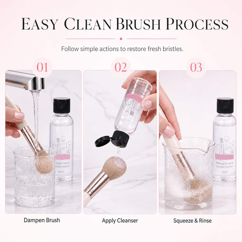 50ml Makeup Brush and Sponge Cleanser Liquid Powder Puff Cleaning Water for Cosmetic Sponges and Cushion Puffs