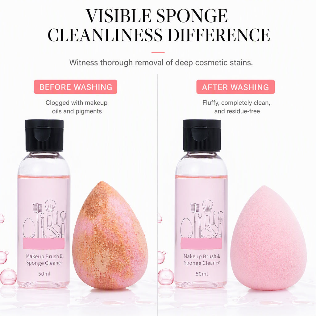 50ml Makeup Brush and Sponge Cleanser Liquid Powder Puff Cleaning Water for Cosmetic Sponges and Cushion Puffs