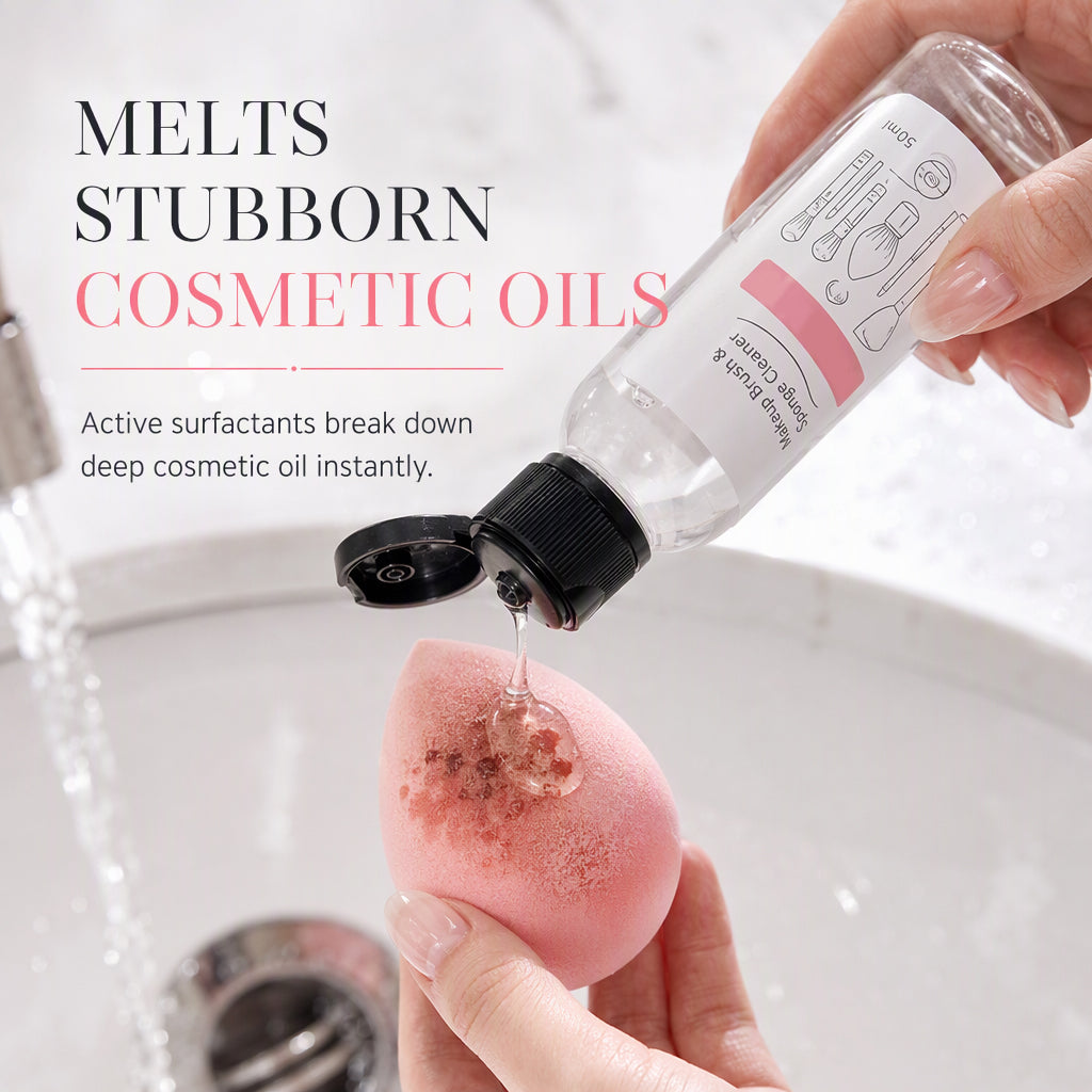 50ml Makeup Brush and Sponge Cleanser Liquid Powder Puff Cleaning Water for Cosmetic Sponges and Cushion Puffs