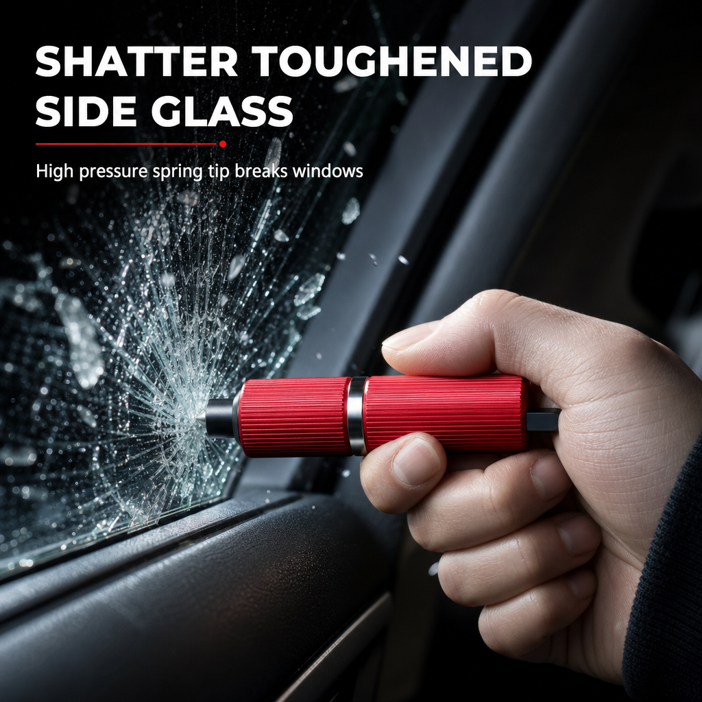 🚨🔥 SALE! Mini Car Safety Hammer 2-in-1 – Window Breaker & Seatbelt Cutter, Lifesaving Tool for Car Emergencies!