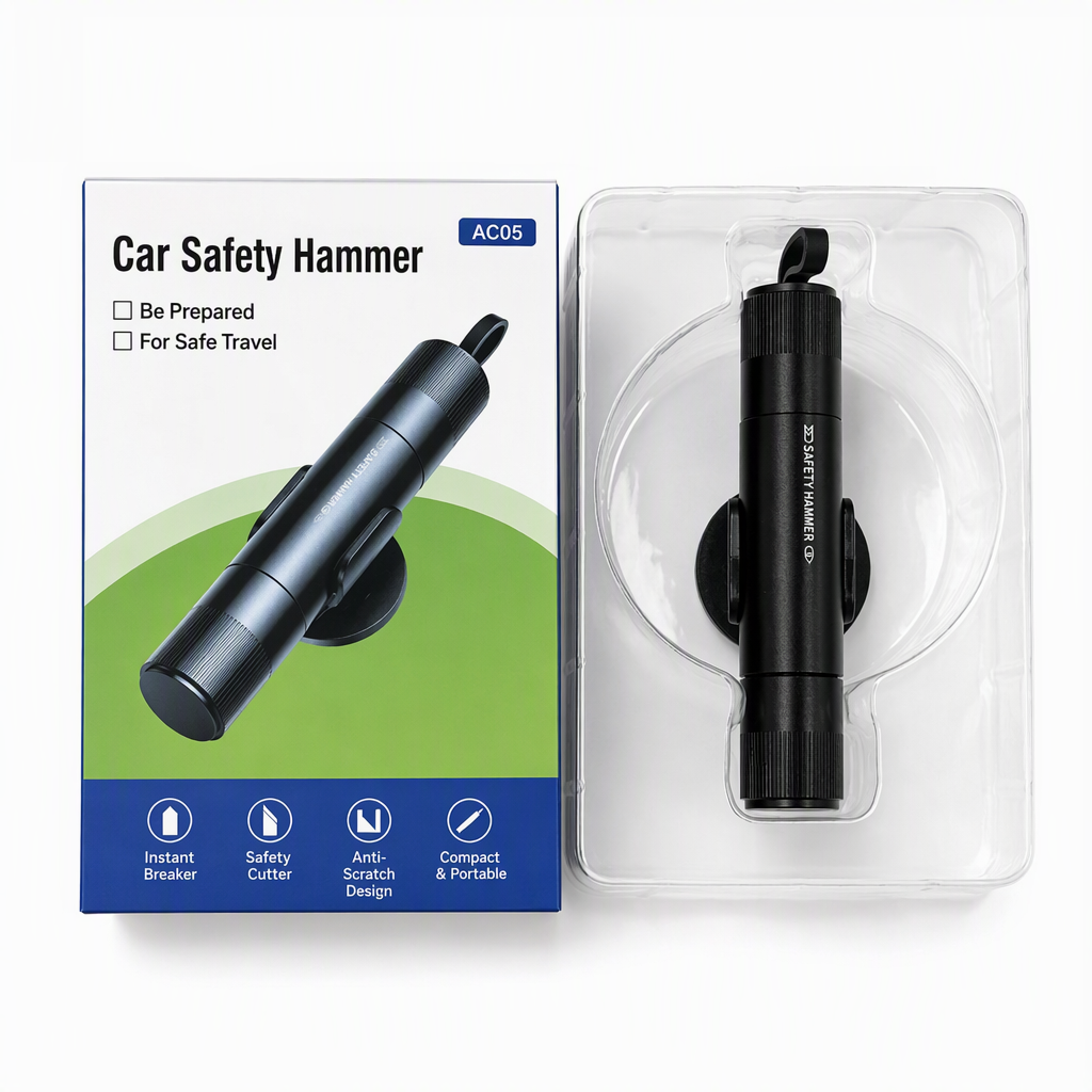 🚨🔥 SALE! Mini Car Safety Hammer 2-in-1 – Window Breaker & Seatbelt Cutter, Lifesaving Tool for Car Emergencies!