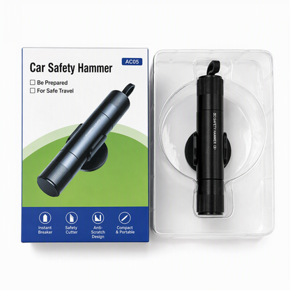 🚨🔥 SALE! Mini Car Safety Hammer 2-in-1 – Window Breaker & Seatbelt Cutter, Lifesaving Tool for Car Emergencies!