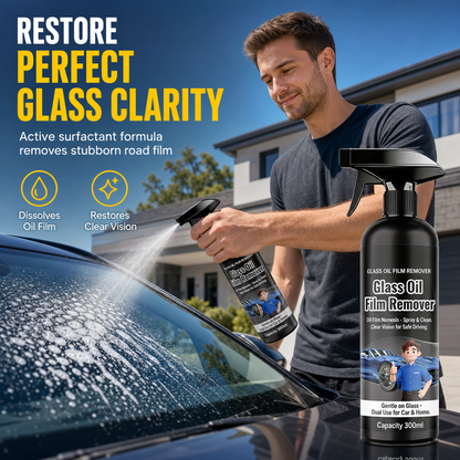 🚗Car Glass Oil Film Remover Spray💦Powerful Windshield Decontamination and Bug Residue Cleaner for Clear Driving Vision