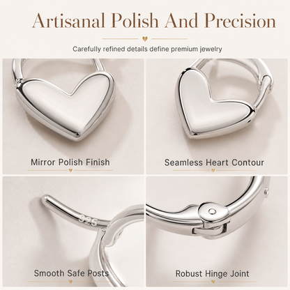 Minimalist Smooth Heart Huggie Hoop Earrings for Women Elegant and Versatile French Style Heart Shaped Earrings