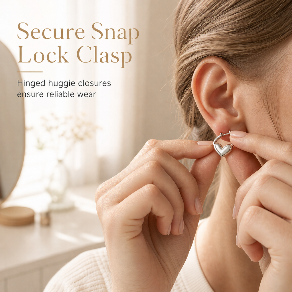 Minimalist Smooth Heart Huggie Hoop Earrings for Women Elegant and Versatile French Style Heart Shaped Earrings