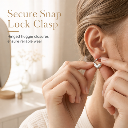 Minimalist Smooth Heart Huggie Hoop Earrings for Women Elegant and Versatile French Style Heart Shaped Earrings