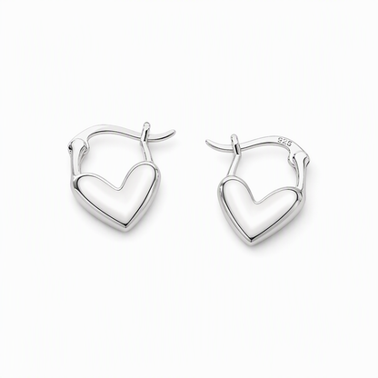 Minimalist Smooth Heart Huggie Hoop Earrings for Women Elegant and Versatile French Style Heart Shaped Earrings