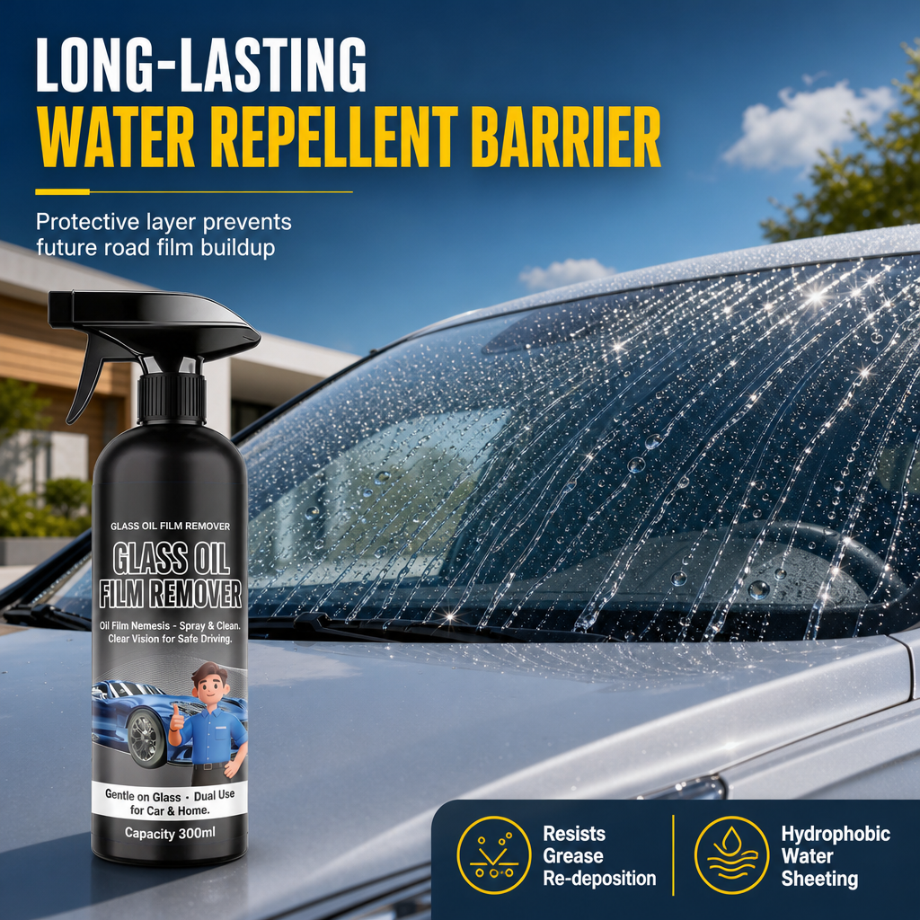 👀 Car Glass Oil Film Remover Spray – Powerful, Fast-Acting, Anti-Glare ✨