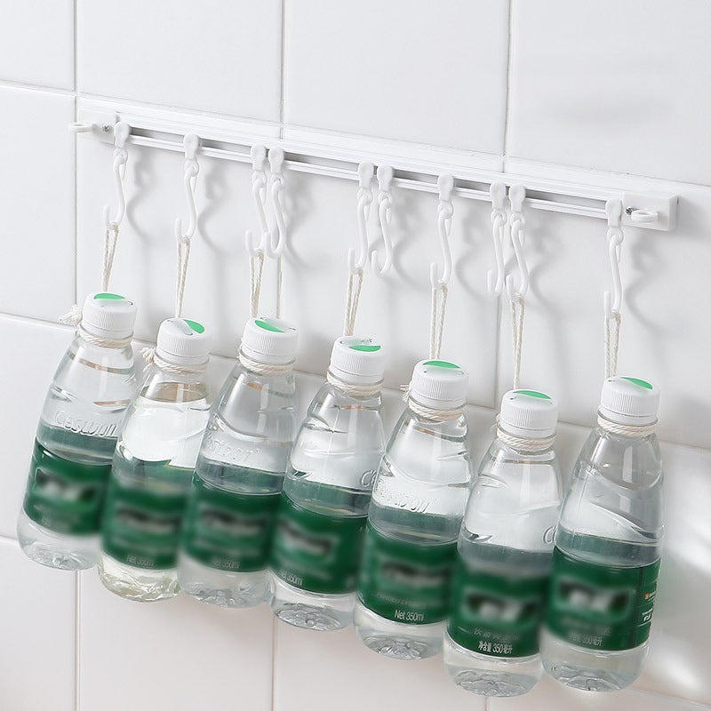 🖤Hot Sale 50% OFF♟️Punch-Free Sliding Track Hooks, Wall/Ceiling/Clamp Mount, Slidable Hanging Hooks for Utensils, Hats, Bags🗜️