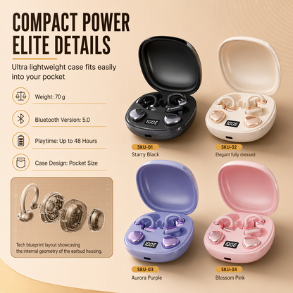 B115 3-in-1 Bluetooth Earphones ✨ Ear Clip · In-Ear · Sleep Modes | 🔇 Noise Cancelling | 🔋 Ultra Long Battery | 6 Pairs of Ear Tips Included