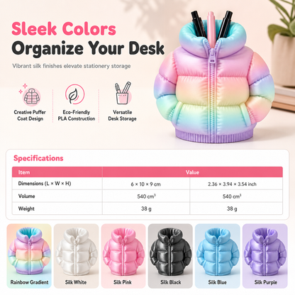 3D Printed Puffer Pen Holder Novelty Abstract Desktop Pencil Cup and Stationery Organizer for Students
