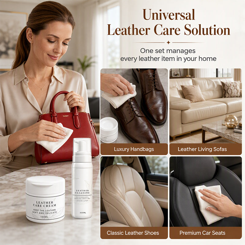 Professional Luxury Leather Cleaner and Nourishing Care Cream Set