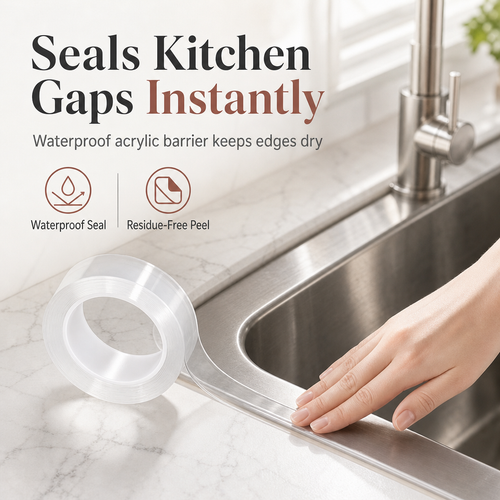 📢📢50% OFF !! ⏰Transparent Waterproof and Moldproof Kitchen Caulk Tape Residue Free Single Sided Adhesive Sealing Strip for Wall Corners