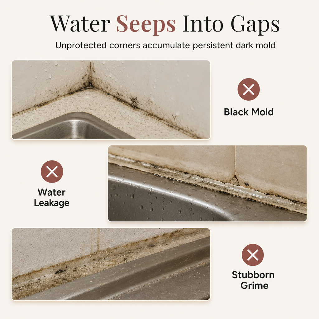 📢📢50% OFF !! ⏰Transparent Waterproof and Moldproof Kitchen Caulk Tape Residue Free Single Sided Adhesive Sealing Strip for Wall Corners