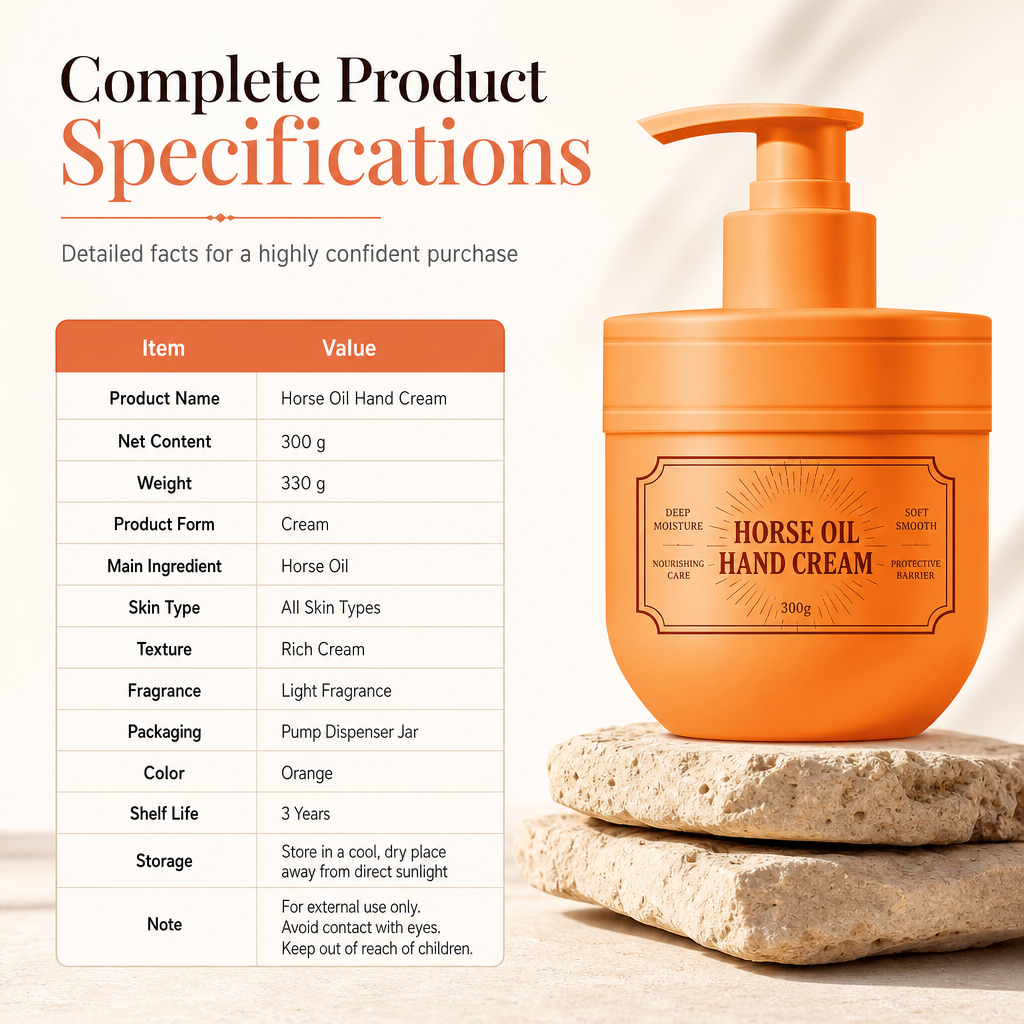 Horse Oil Hand Cream for Moisturizing and Hydrating