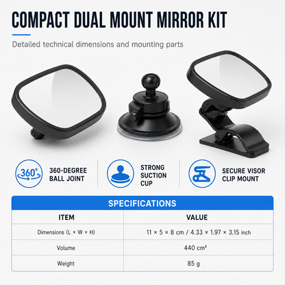 Baby Car Mirror In-Car Child Observation Rear View Mirror with Suction Cup and Clip