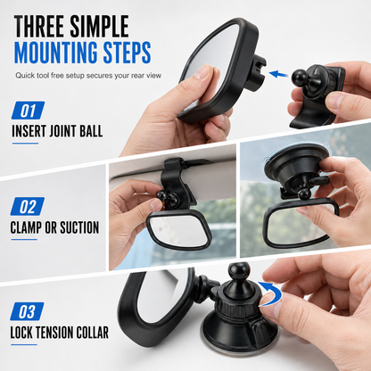 Baby Car Mirror In-Car Child Observation Rear View Mirror with Suction Cup and Clip