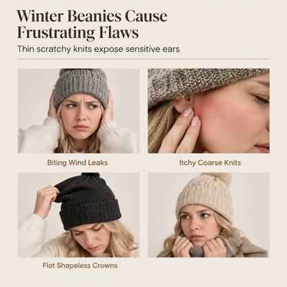 Women Fluffy Faux Mink Fur Beanie Hat with Cute Bear Ears Warm Winter Cold Weather Pullover Cap