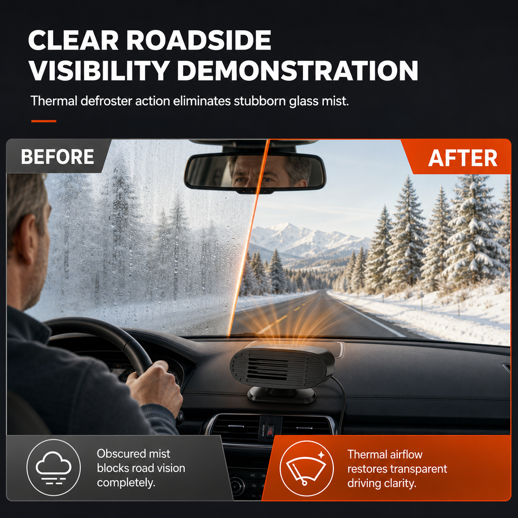 📢📢50% OFF !! ⏰Mini 12V Car and Defroster Fan for Windshield Defogging and Heating🔥