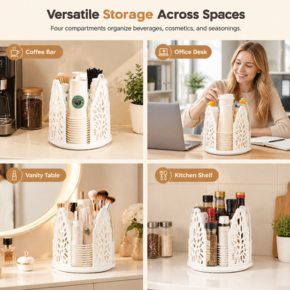 Rotating Disposable Paper Cup Holder Dispenser Plastic Desktop Storage Rack for Coffee and Milk Tea Cups
