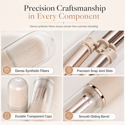 🖌️LAST DAY SALE 50% OFF !!📢Portable Retractable Makeup Brush Set Multifunctional Travel Cosmetic Tool with Powder Blush and Silicone Lip Brush