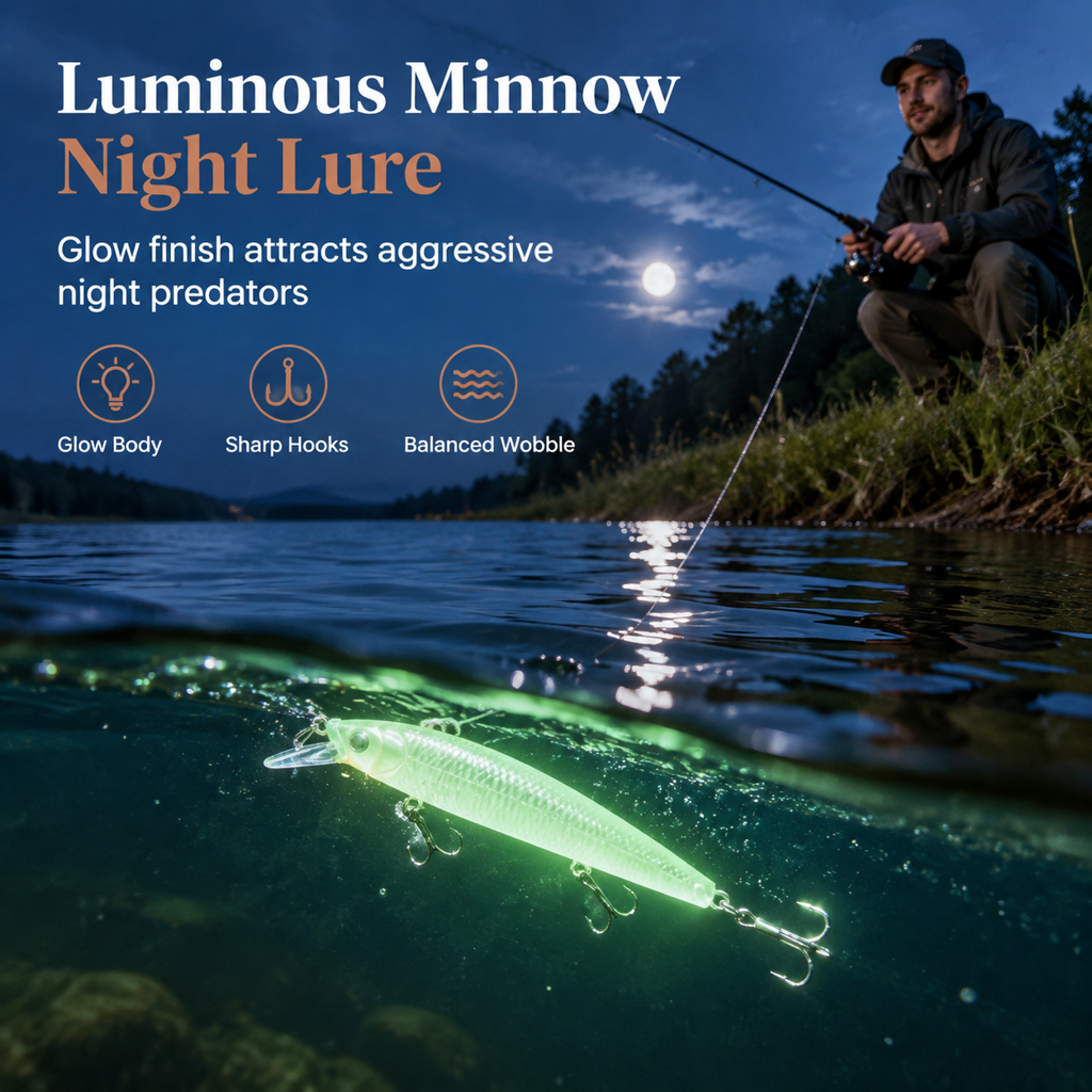 ✨Buy 1 Get 1 Free🐟️7cm 8g Luminous Minnow Hard Bait Artificial Lure for Night Fishing