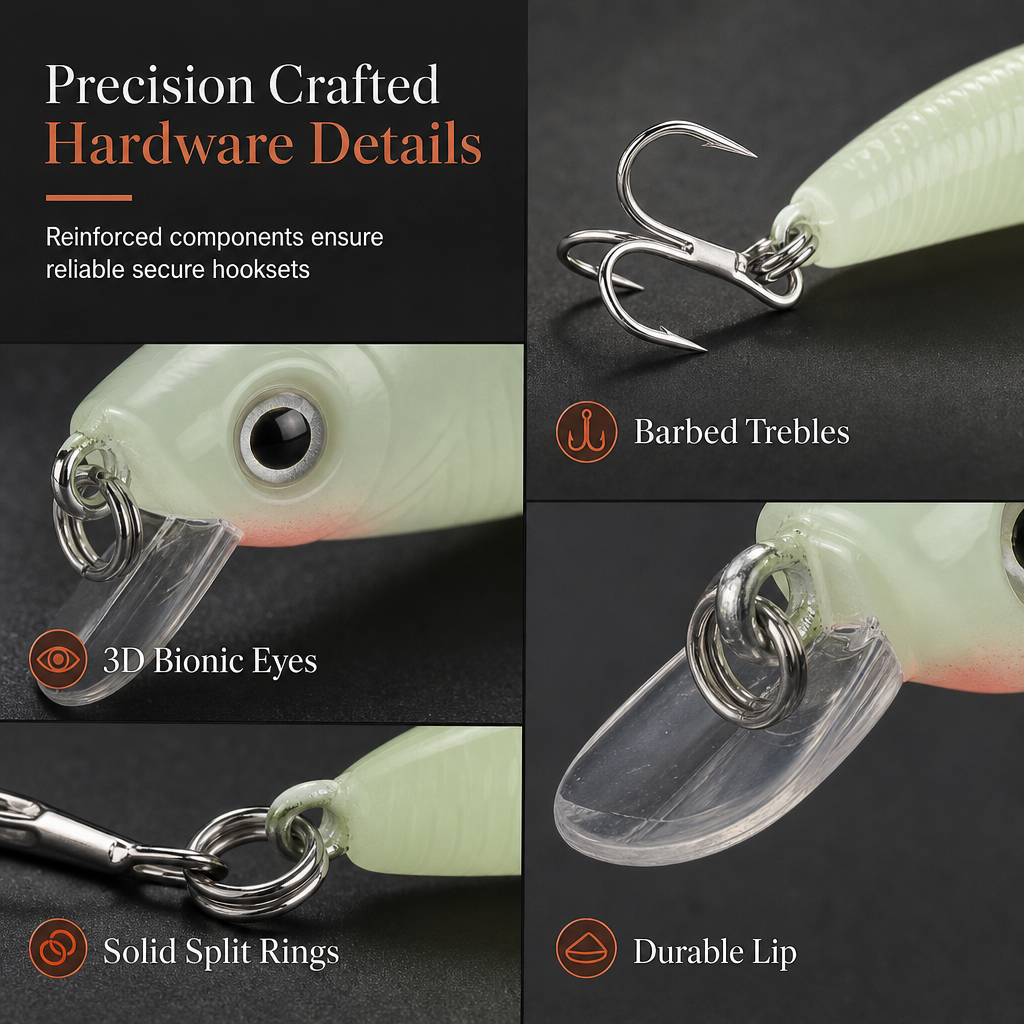 ✨Buy 1 Get 1 Free🐟️7cm 8g Luminous Minnow Hard Bait Artificial Lure for Night Fishing