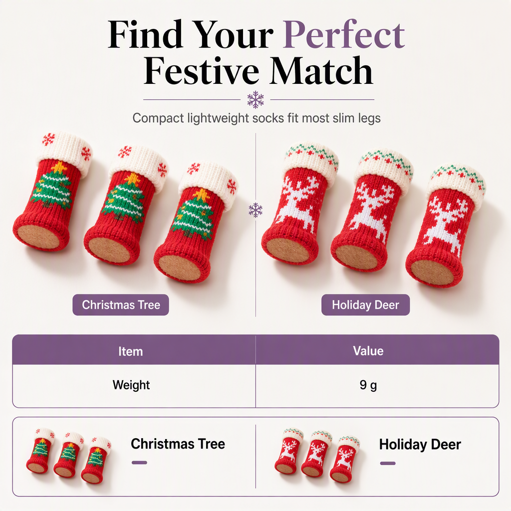 🌸 50% OFF NOW! 🌸Christmas Knitted Chair Leg Covers with Felt Pads Non Slip Thickened Table Feet Socks Floor Protectors 4-Piece Set