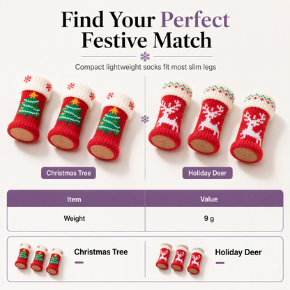 🌸 50% OFF NOW! 🌸Christmas Knitted Chair Leg Covers with Felt Pads Non Slip Thickened Table Feet Socks Floor Protectors 4-Piece Set