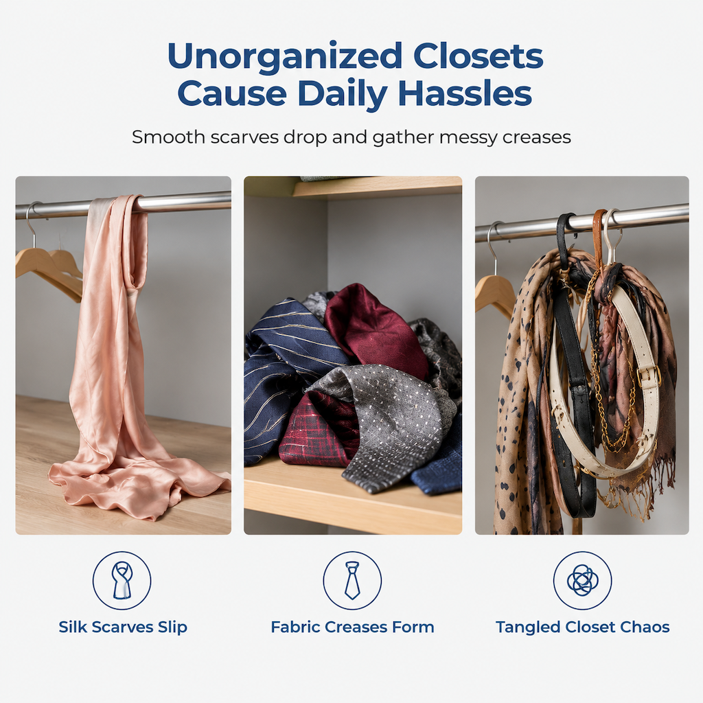 5 Pack Non-Slip Dipped Ring Scarf Hangers Multifunctional Household Organizers for Scarves Ties Belts and Towels