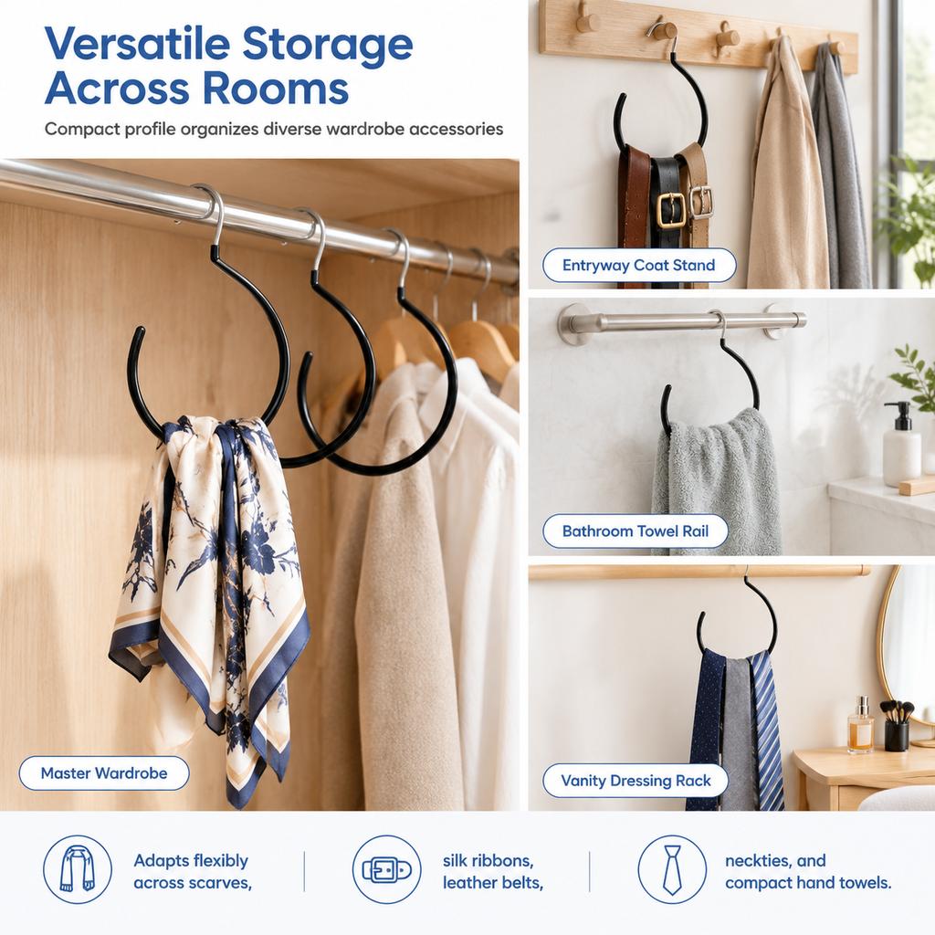 5 Pack Non-Slip Dipped Ring Scarf Hangers Multifunctional Household Organizers for Scarves Ties Belts and Towels